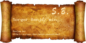 Sorger Benjámin névjegykártya